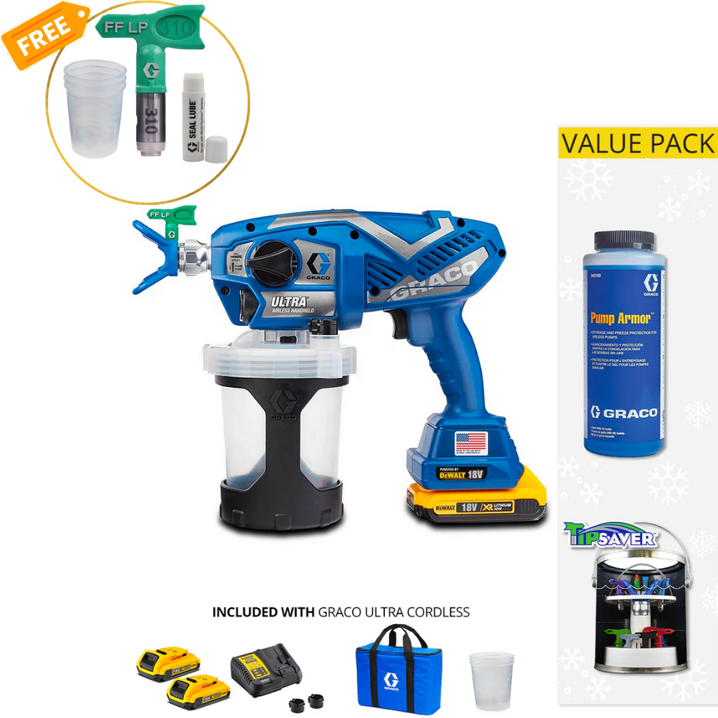 Graco Ultra Cordless Paint Sprayer with DeWalt Battery 17N221 + FREE ACCESSORIES