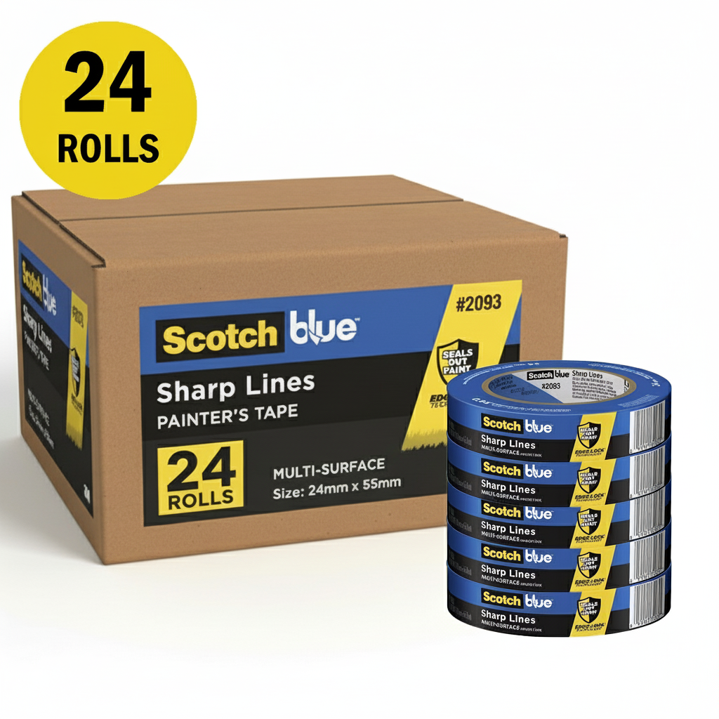 3M 2093 Blue Edge Lock Masking Tape 24mm x 55m Box of 24 rolls