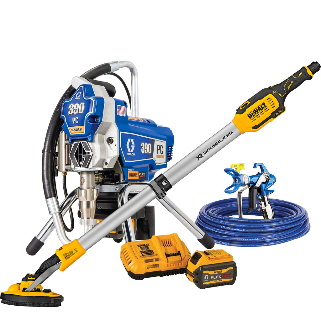 Graco 390PC Cordless (25T882) + DeWalt Dustless Cordless Sander Skin - Combo Deal