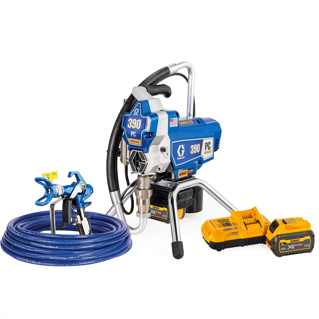 Graco 390PC Cordless (25T882) + DeWalt Dustless Cordless Sander Skin - Combo Deal