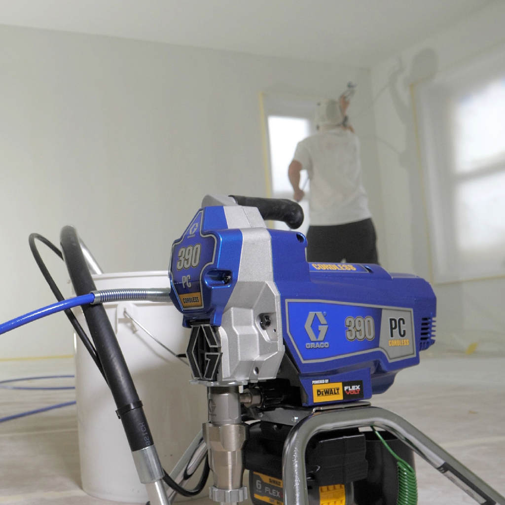 Graco 390PC Cordless (25T882) + DeWalt Dustless Cordless Sander Skin - Combo Deal