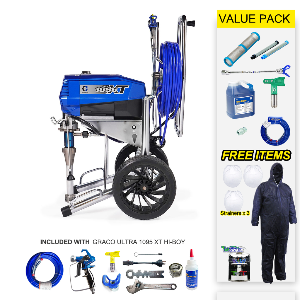 Graco Ultra 1095 XT ProContractor Series Electric Airless Sprayer Hi-Boy 19F721 With A Value Pack