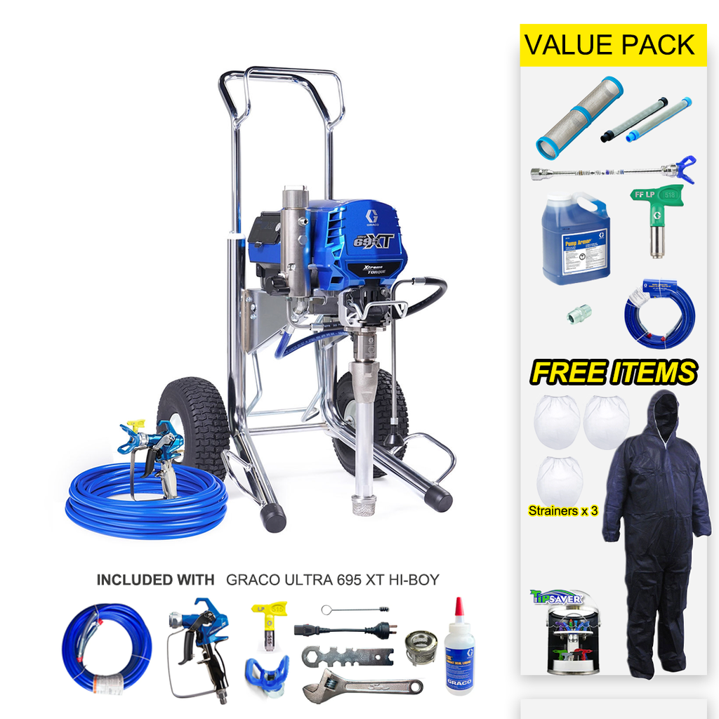 Graco Ultra 695 XT Standard Series Electric Airless Sprayer Hi-Boy 19F712 With A Value Pack