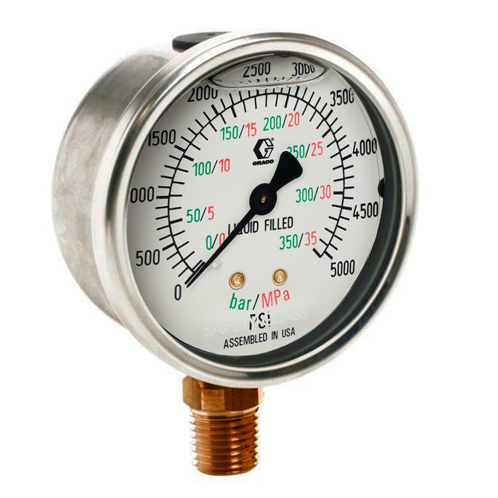 Graco Stainless Steel High Pressure Fluid Gauge, 0-5000 PSI (102814)