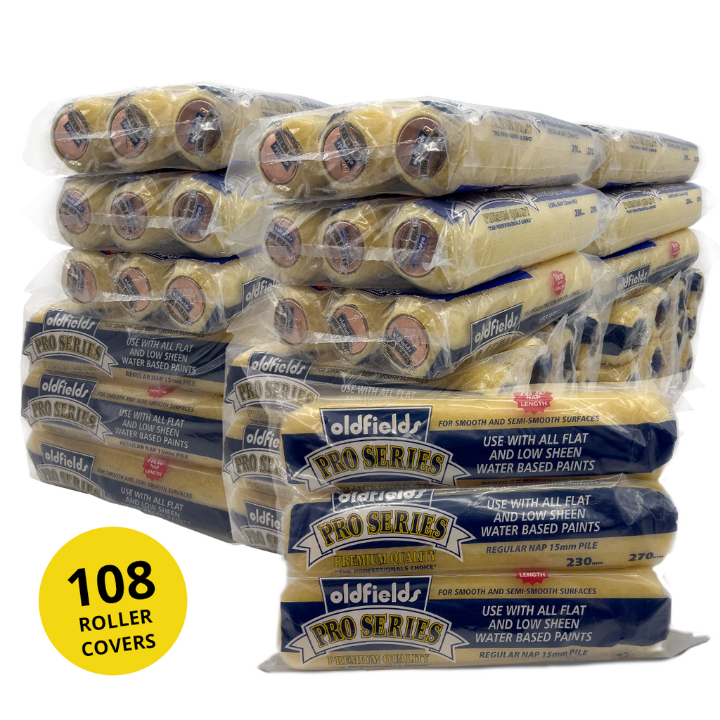 Oldfields Pro Series 270mm Roller Covers - Premium Quality - 36 Packs of 3 (108 Roller Covers) - Bulk Deal