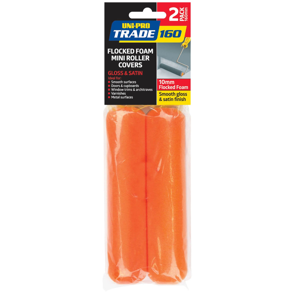 Uni-Pro Trade 160mm High Density Flocked Foam Covers 2 Pack 10mm Nap - Box of 6
