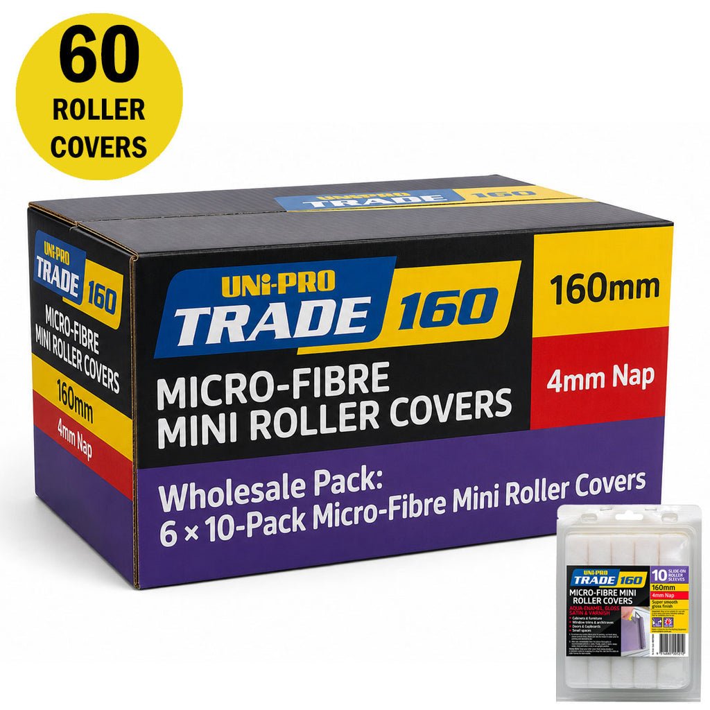 Uni-Pro Trade 160mm Microfibre Mini Roller Covers Pack 10 - Box of 6