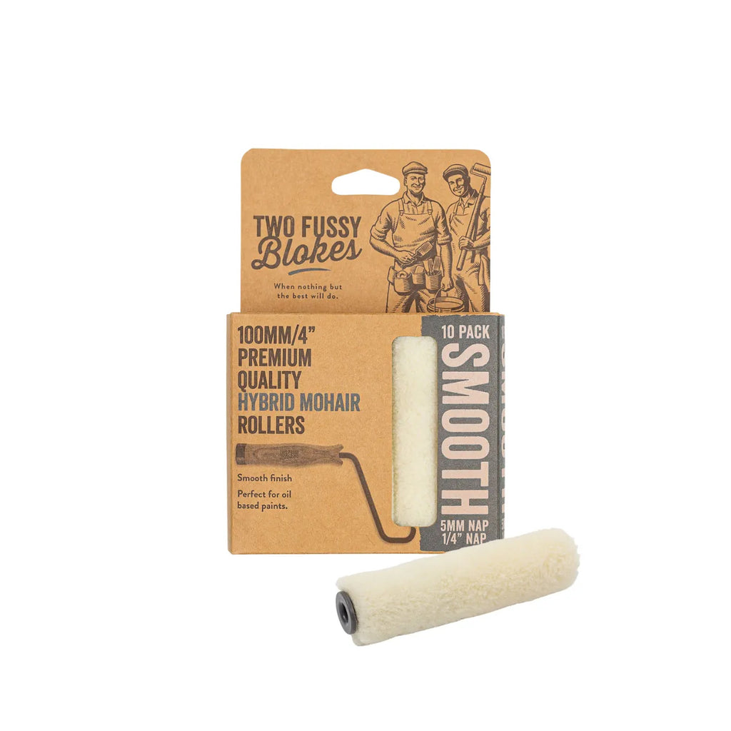 TWO FUSSY BLOKES 100mm Mohair Hybrid Mini Paint Rollers 5mm Nap