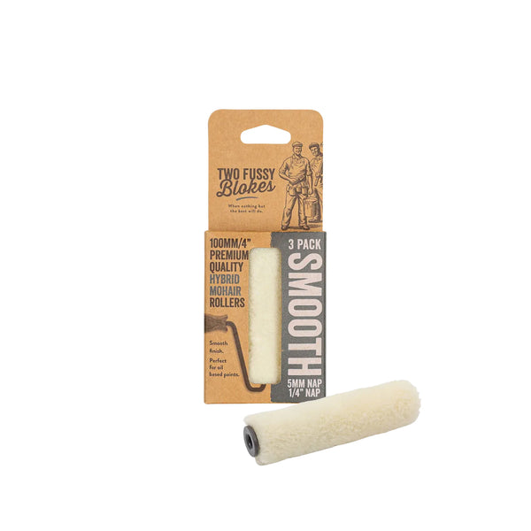 TWO FUSSY BLOKES 100mm Mohair Hybrid Mini Paint Rollers 5mm Nap