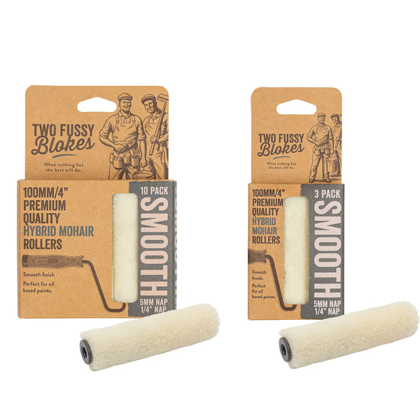 TWO FUSSY BLOKES 100mm Mohair Hybrid Mini Paint Rollers 5mm Nap