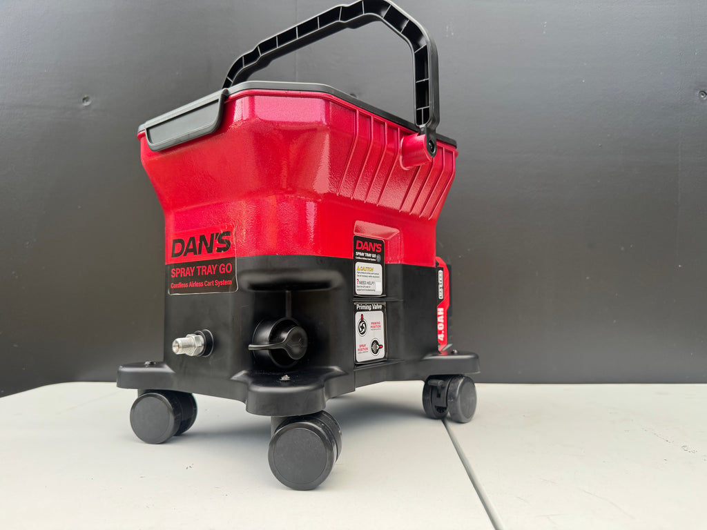 DAN’S Cordless Airless Cart Paint Sprayer – Tray Spray Go (Wheeled Unit)