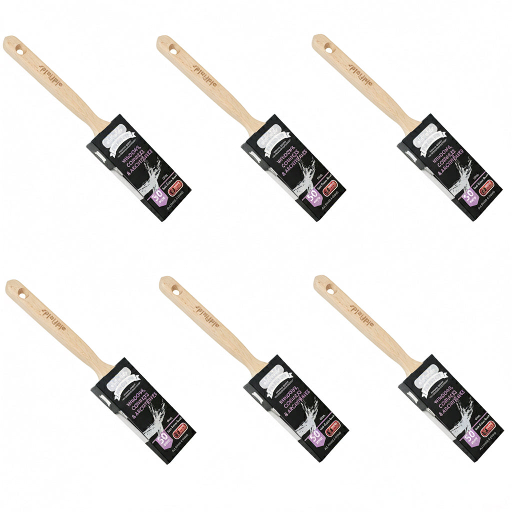 Set of six Oldfields Pro Series 50mm Oval Sash Cutter brushes for professional painters