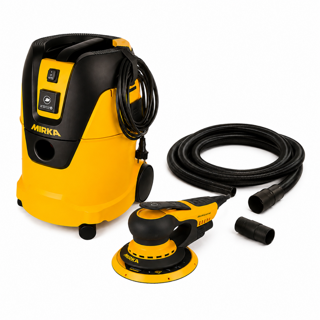 Mirka Deros II 150mm Random Orbital Sander - 5mm and Mirka Dust Extractor Range