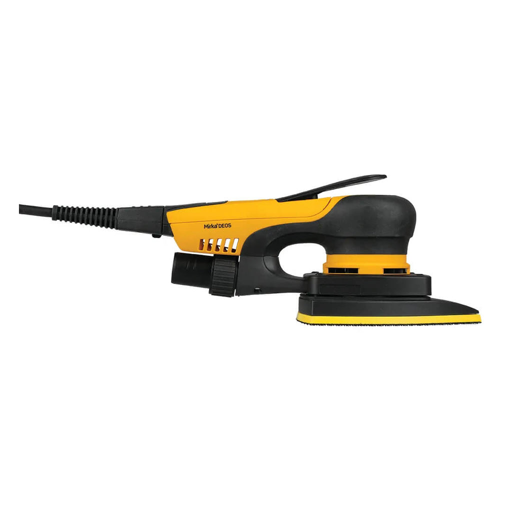 Low-profile Mirka DEOS II Delta sander design for precision control in tight spaces