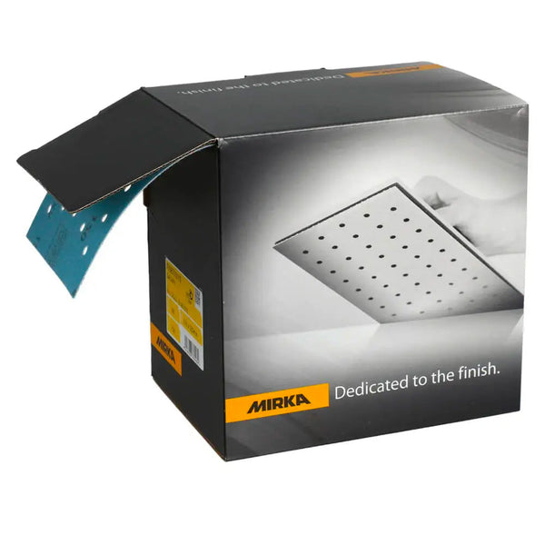 Mirka Galaxy dispenser box showing blueish Multifit grip sheets for automotive and marine use