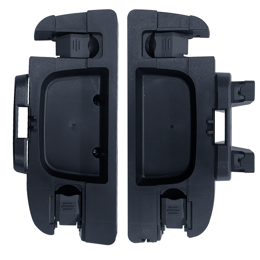 Top view of the Mirka case fastening system for securing Mirka cases to dust extractors