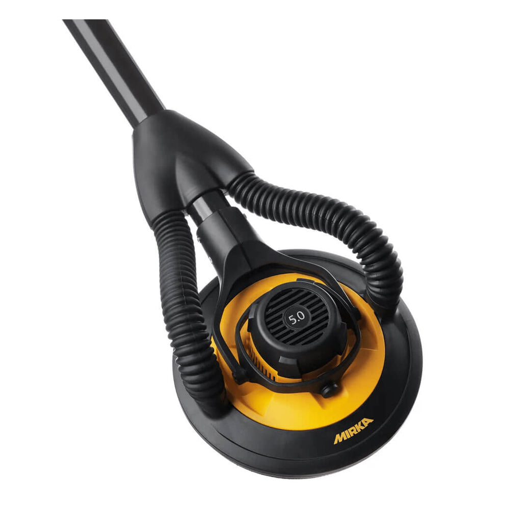 Close-up of Mirka LEROS brushless sanding head designed for stable and precise finishing