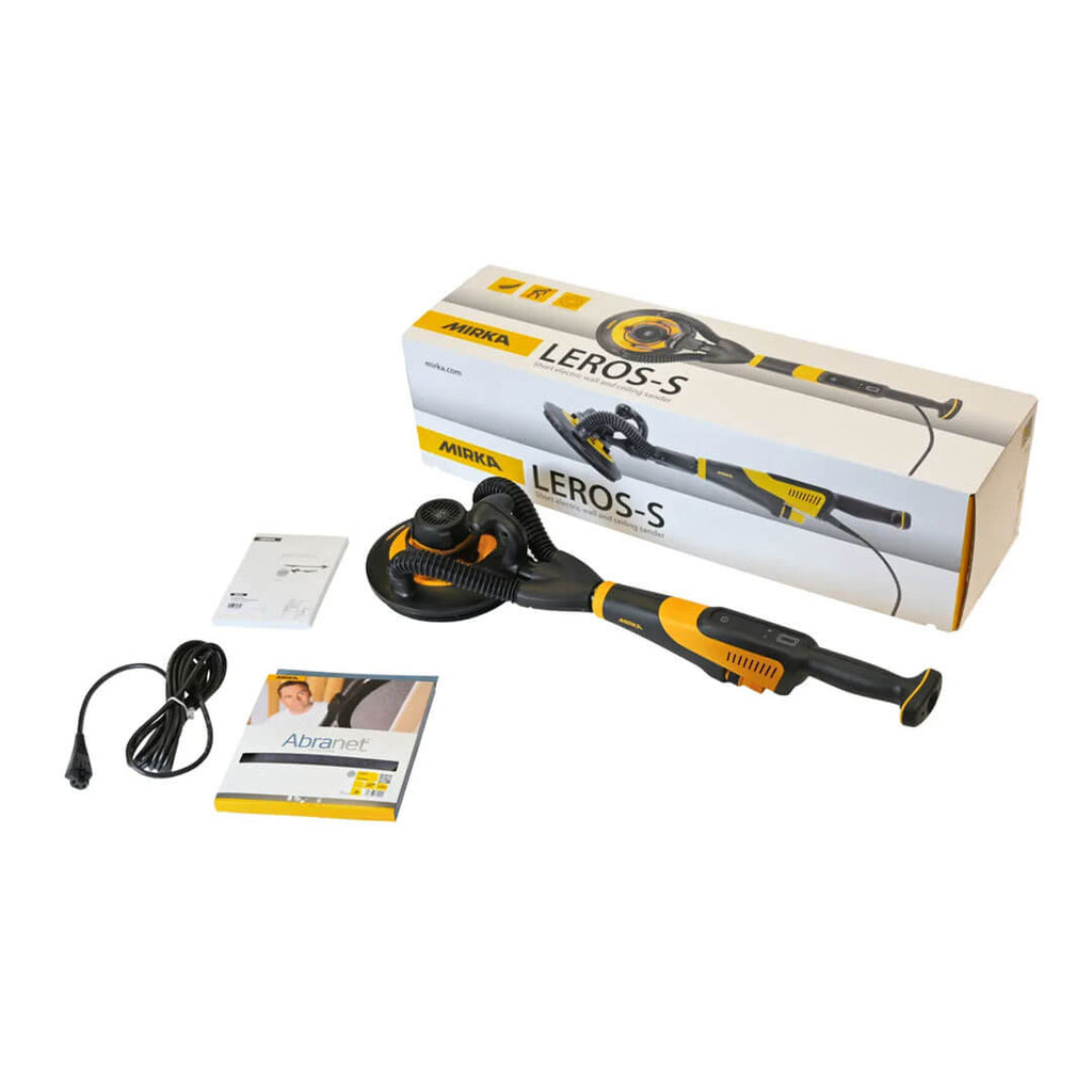 Mirka LEROS-S 950CV kit with box, manual, power cable and Abranet abrasives