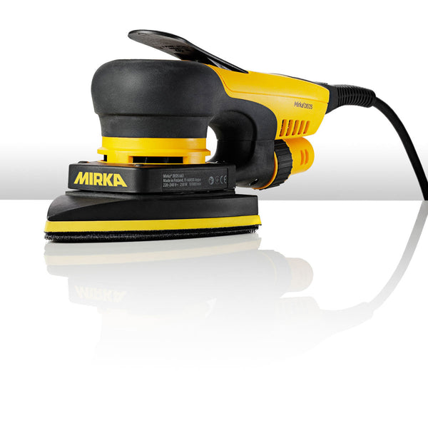 Mirka DEOS II Delta 663CV corner sander with triangular pad and 3.0mm orbit