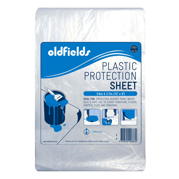 Oldfields 3.6m x 2.7m plastic protection sheet, seamless waterproof furniture cover