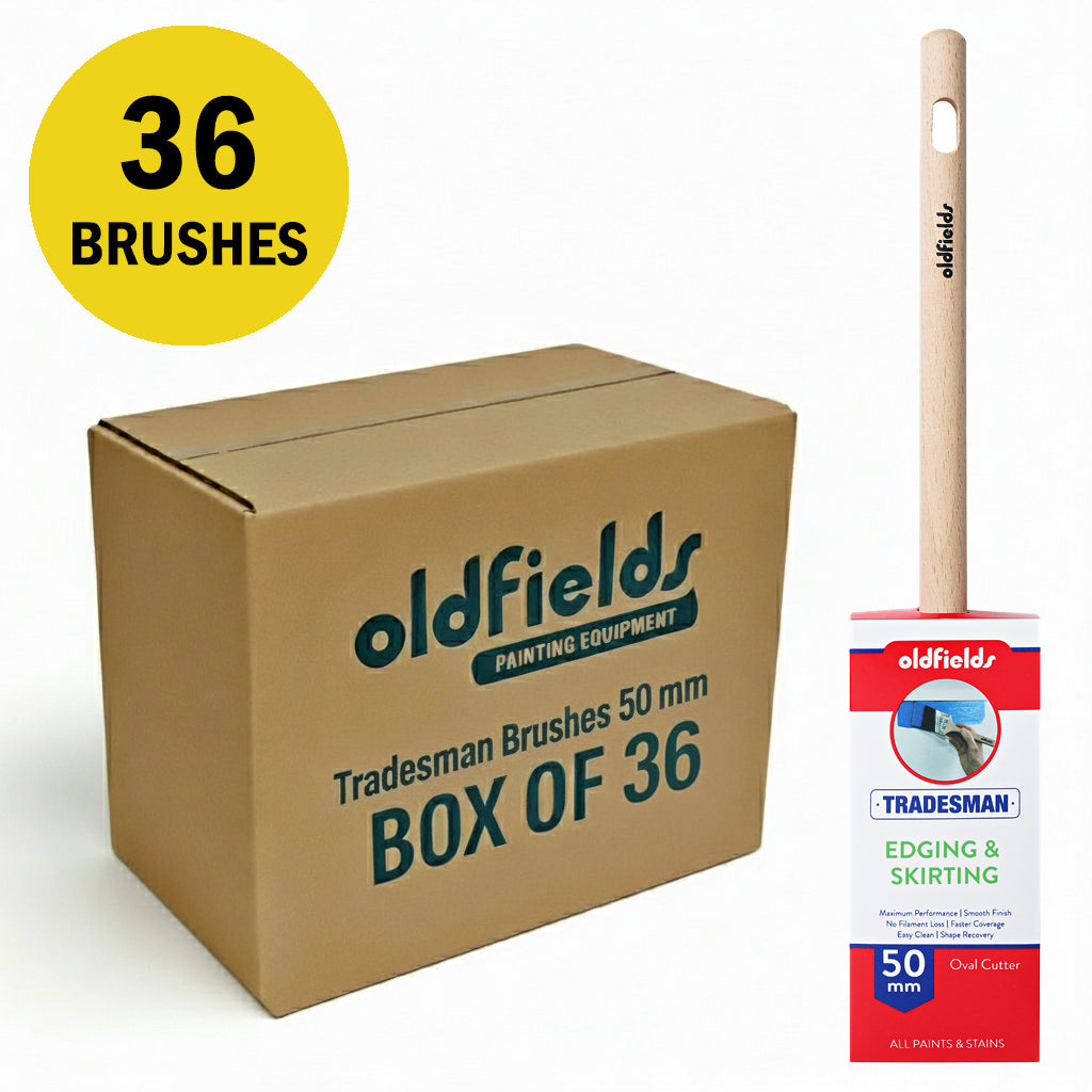 Bulk pack of 36 Oldfields Tradesman 50mm oval brushes with advanced synthetic filaments