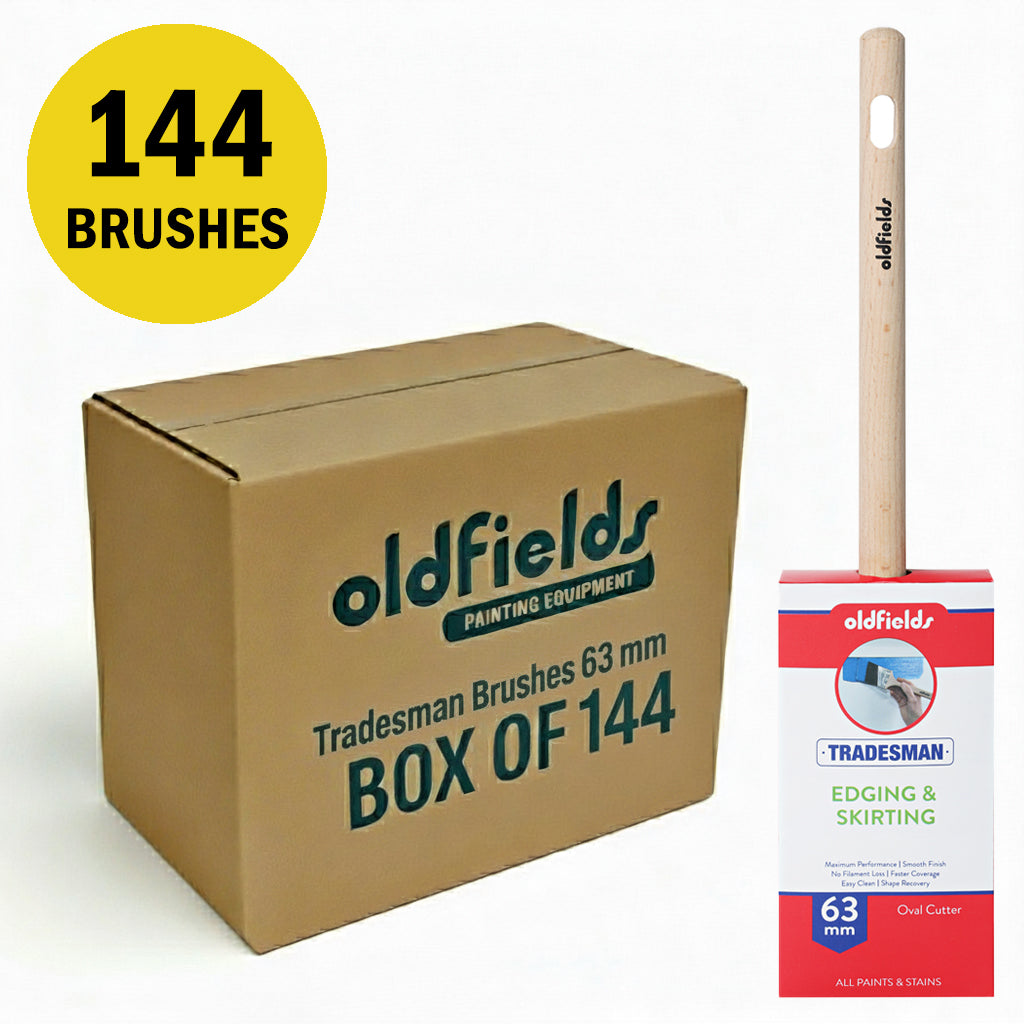 Wholesale box of 144 Oldfields Tradesman 63mm oval cutter brushes for professional trade