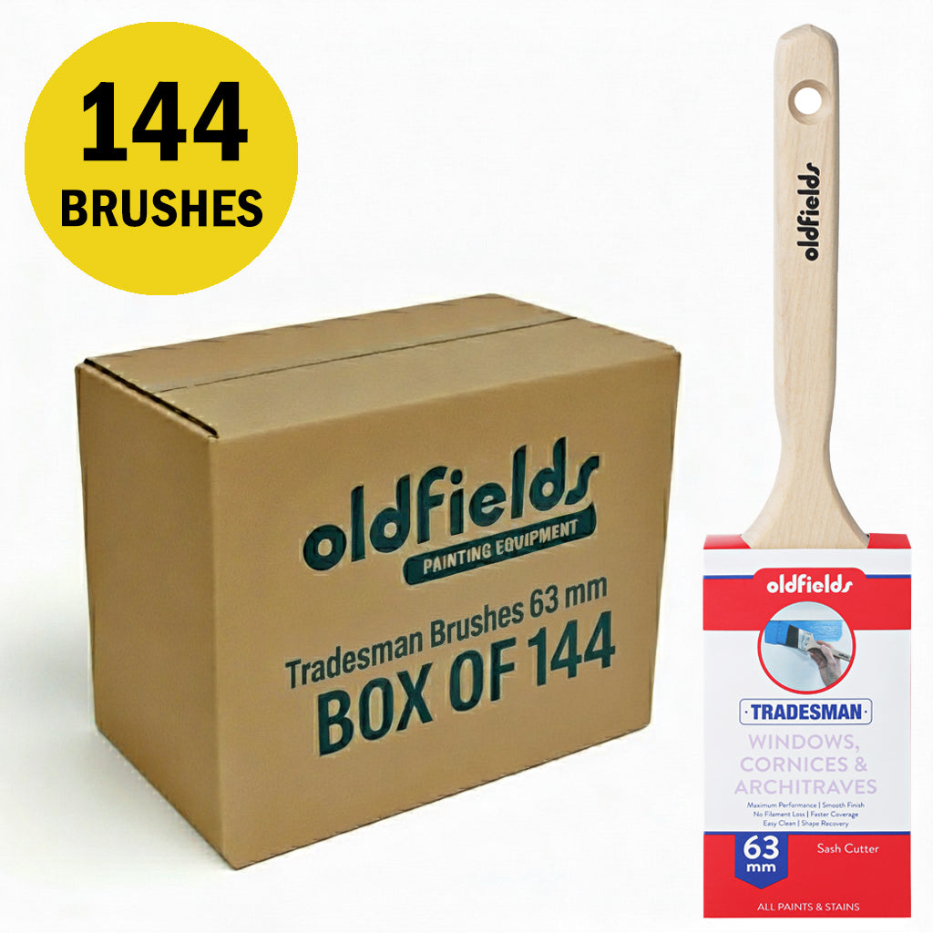 Wholesale box of 144 Oldfields Tradesman 63mm sash cutter paint brushes for pro use
