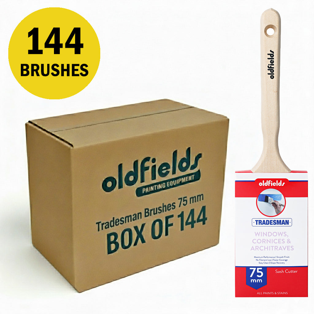 Wholesale box of 144 Oldfields Tradesman 75mm sash cutter paintbrushes for trade use