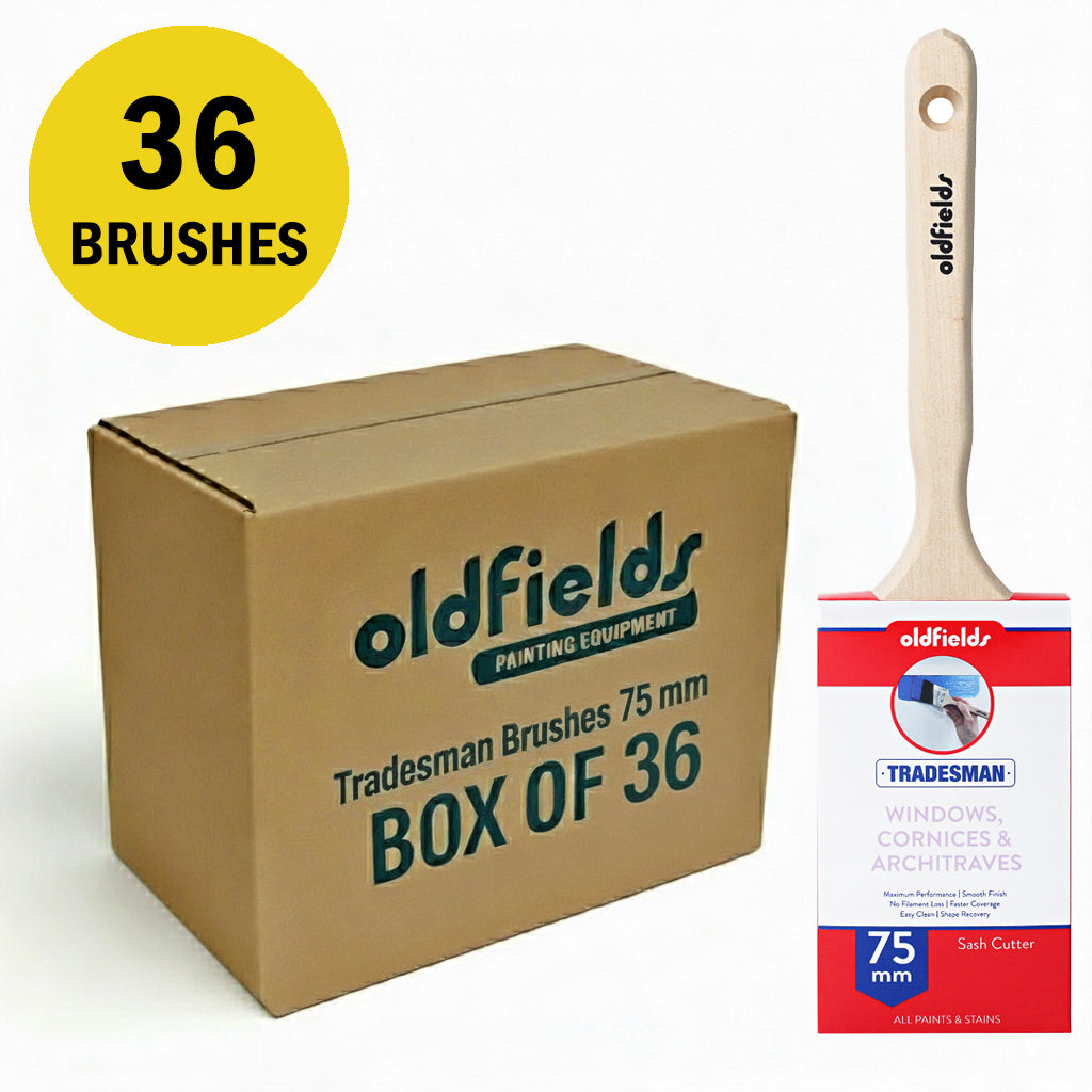 Bulk pack of 36 Oldfields Tradesman 75mm sash cutter brushes for cornices and trim