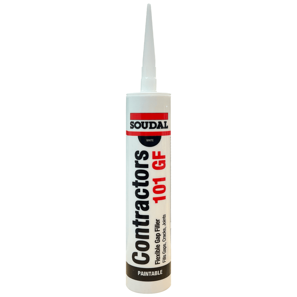 Soudal Contractors 101 GF 450g white flexible gap filler with nozzle for trade projects