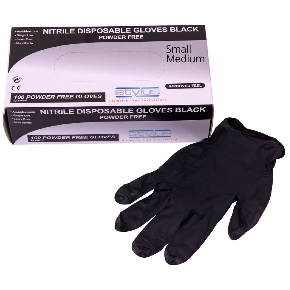 Stylus Nitrile Heavy Duty Black Gloves Pack of 50 Pairs  - Range