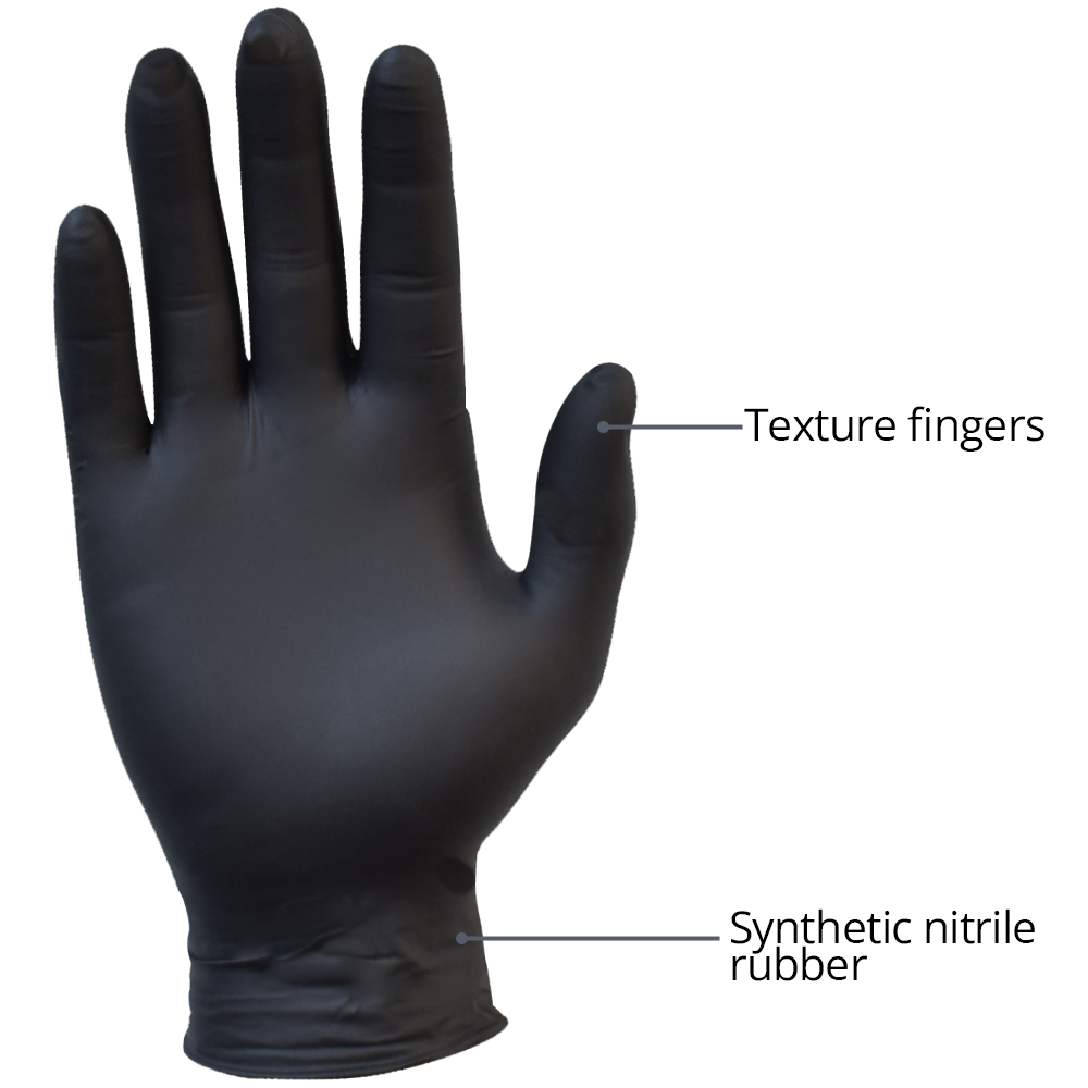 Stylus Nitrile Heavy Duty Black Gloves Pack of 50 Pairs  - Range