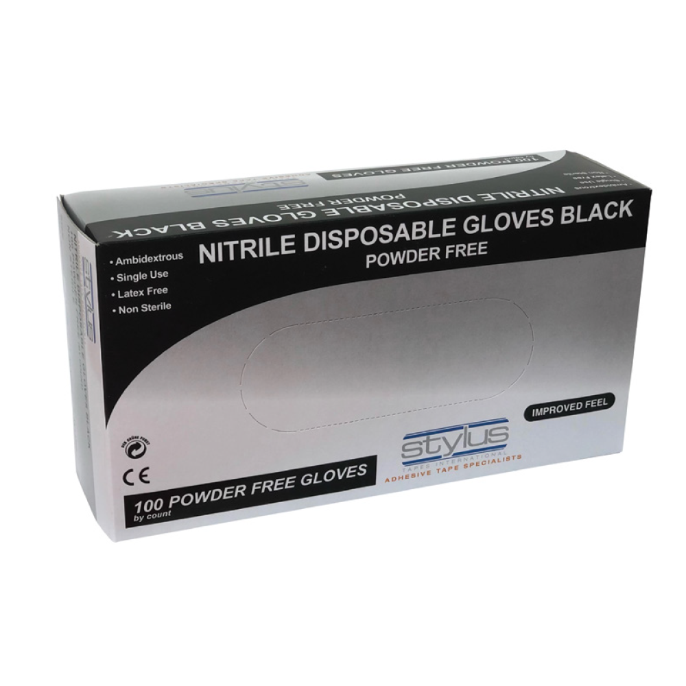 Stylus Nitrile Heavy Duty Black Gloves Pack of 50 Pairs  - Range