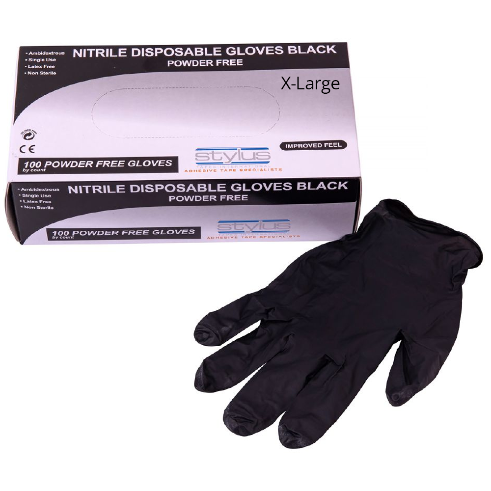 Stylus Nitrile Heavy Duty Black Gloves Pack of 50 Pairs  - Range