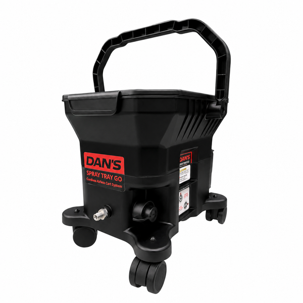 DAN’S Cordless Airless Cart Paint Sprayer – Tray Spray Go (Wheeled Unit - Black)