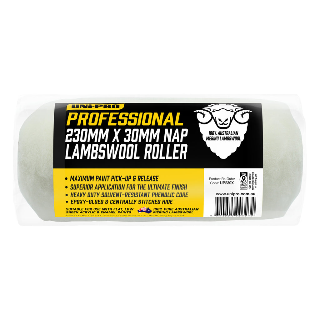 Uni-Pro Professional 230mm Sheepskin Roller Covers - Sold by Box