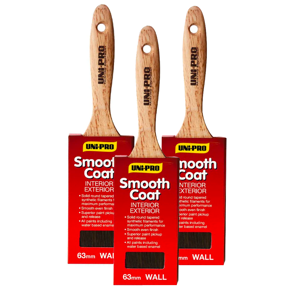Uni-Pro Smooth Coat Synthetic Paint Wall Brush 63mm - pack of 3