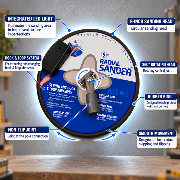 PaintAccess 225mm LED Drywall Pole Sander