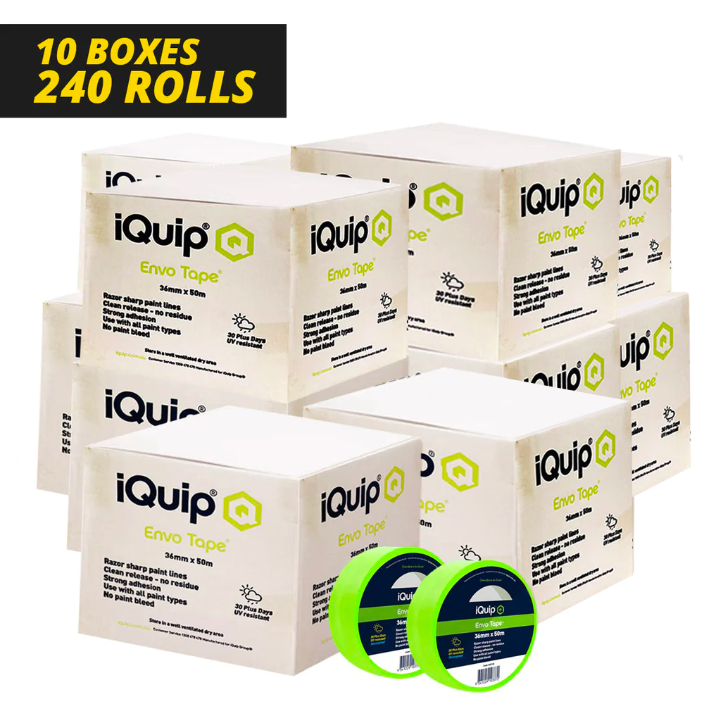 iQuip 30-Day Envo Masking Tape 36mm x 50m - 240 Rolls Bulk - Special