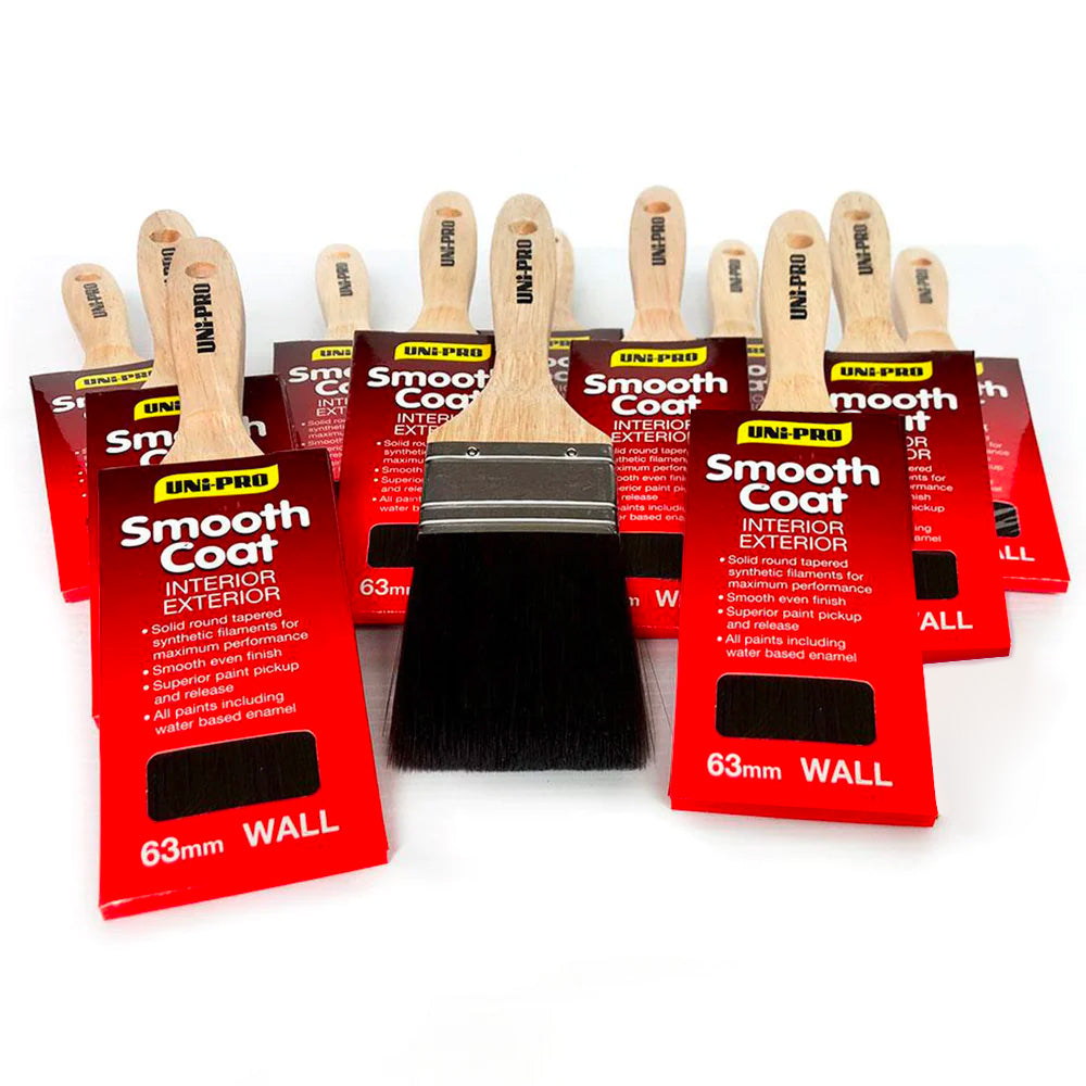 Uni-Pro Smooth Coat Synthetic Paint Wall Brush 63mm (70063) - box of 12 - 6% OFF SPECIAL