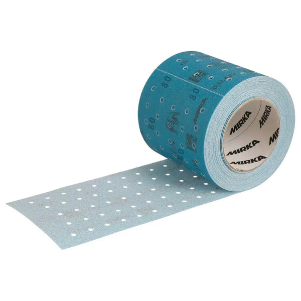 Blue Mirka Galaxy 115x230mm perforated abrasive roll with ceramic grains for fast cutting