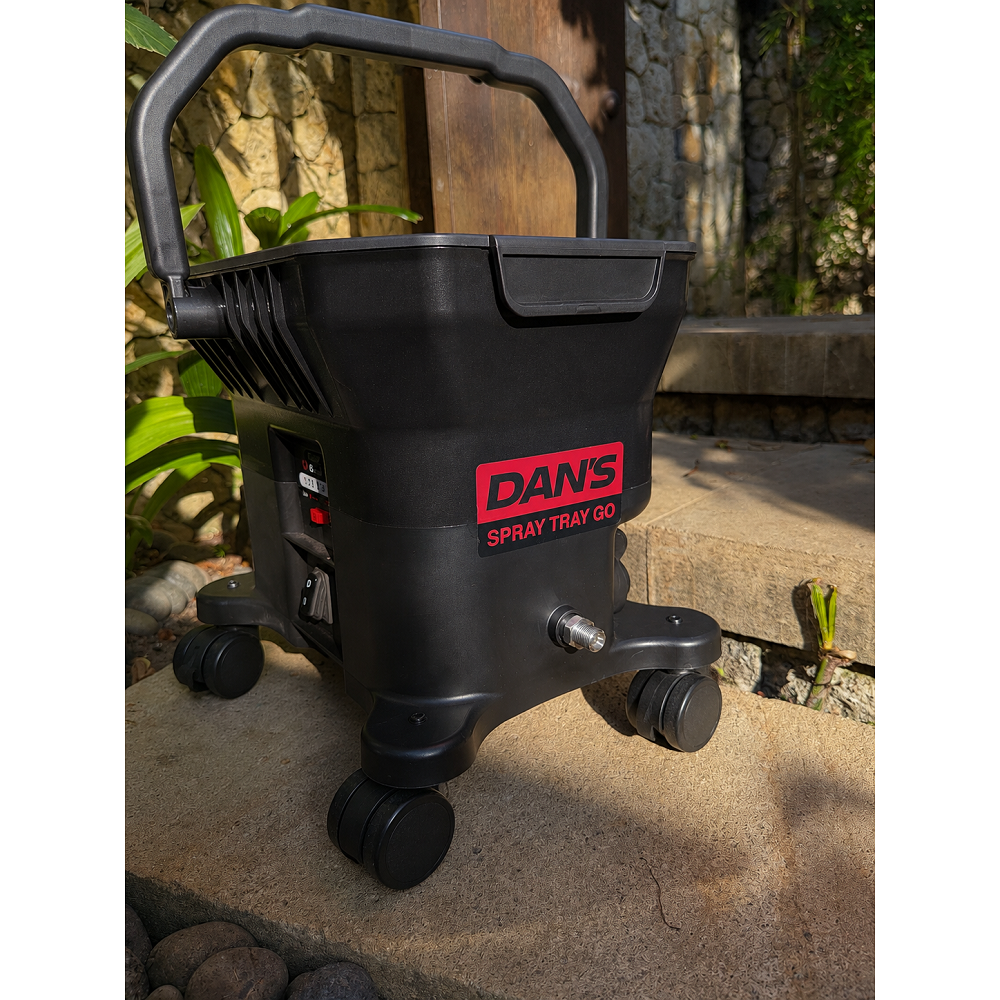 DAN’S Cordless Airless Cart Paint Sprayer – Tray Spray Go (Wheeled Unit - Black)