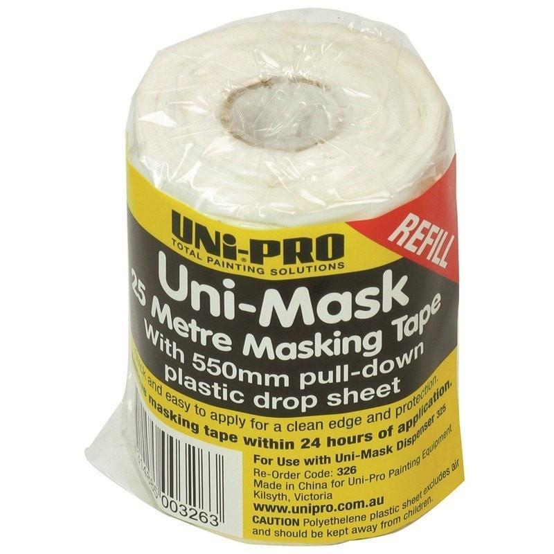 Uni-Pro Masking Film Rolls. Pull Down Drop Sheet 550mm x 25m Refill