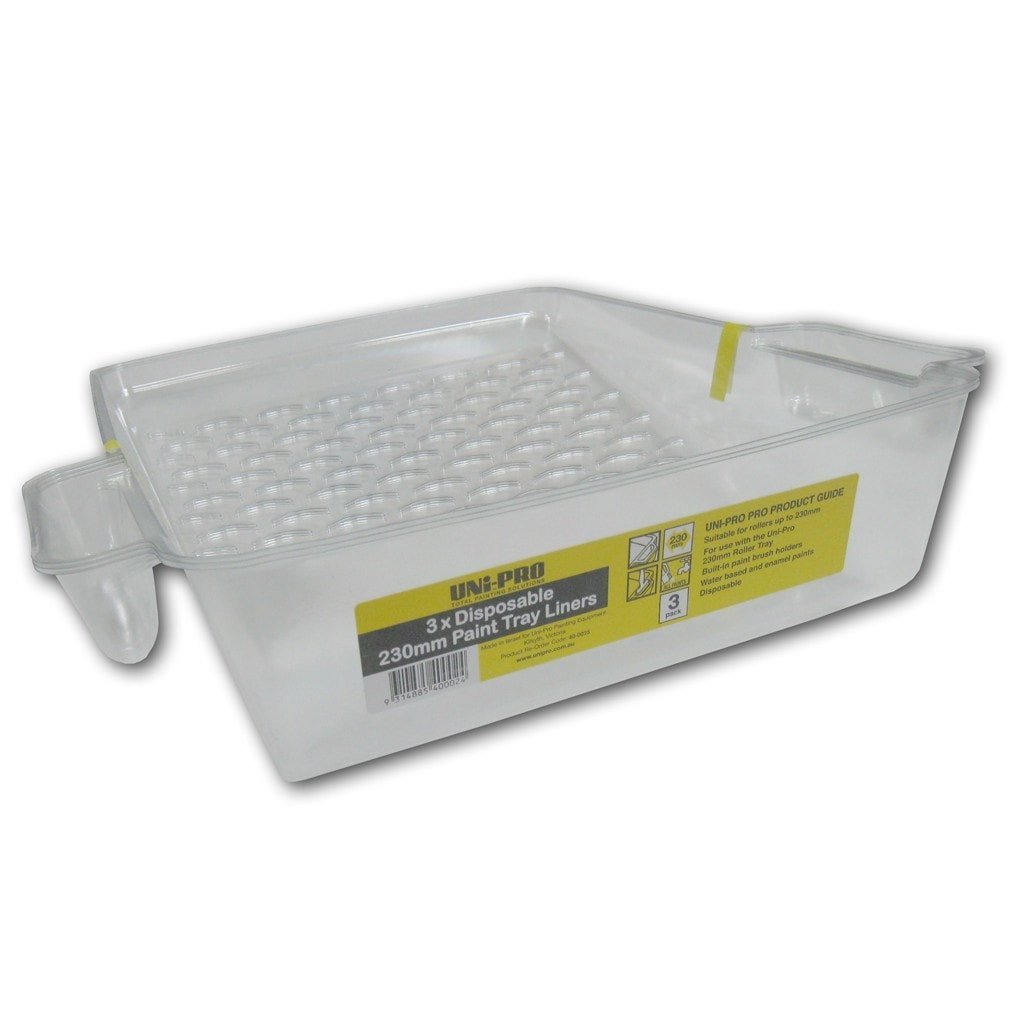 Uni-Pro Pack of 3x Disposable 230mm Paint tray liners with paint brush holders