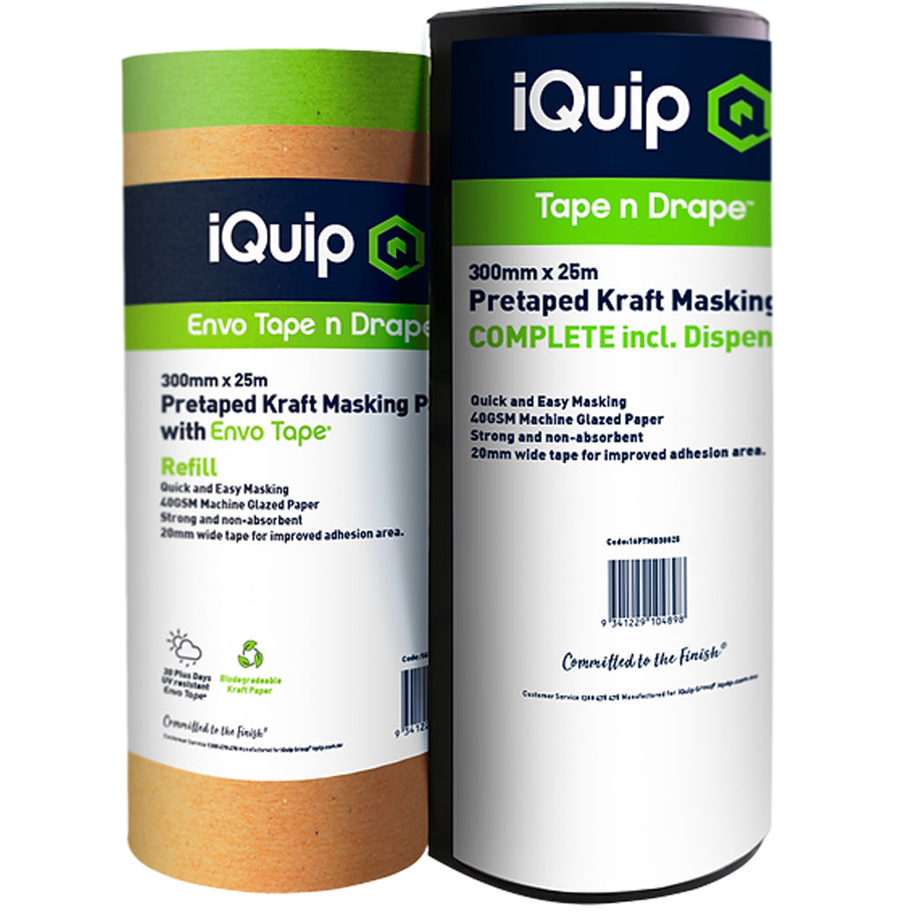 iQuip Pretaped Kraft Masking Paper Dispenser with Envo Tape Range