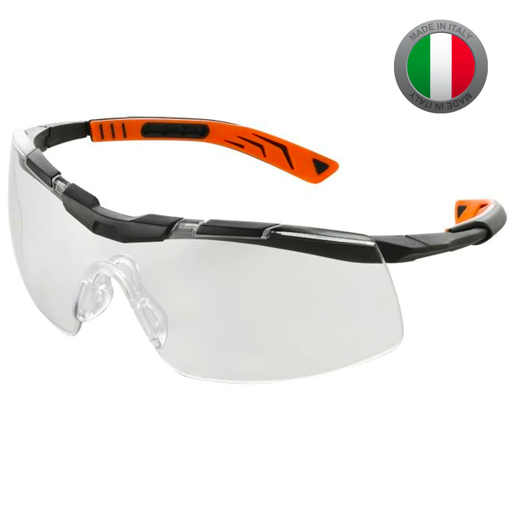 Maxisafe 5X6 Safety Glasses Black & Orange Frame Clear Lens