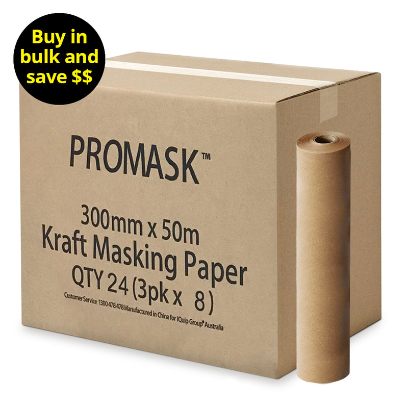 Promask Kraft Masking Paper 300mm x 50m Pack  and 150mm x 50m Range
