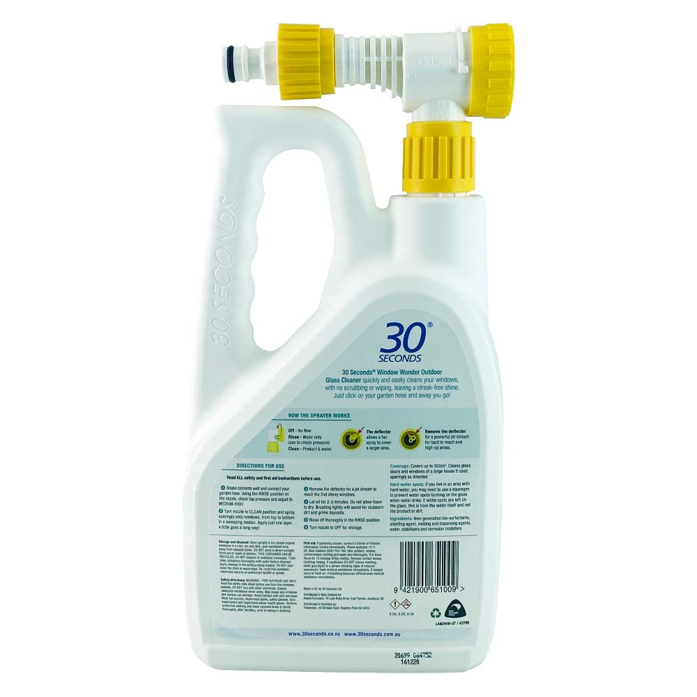 30 Seconds Window Cleaner 2L for Garden Hose