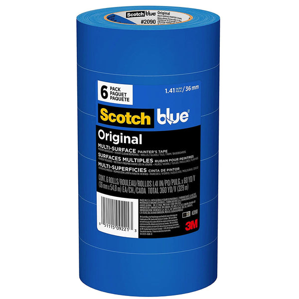 3M ScotchBlue 36mm x 55m Original Multi-Surface Painter’s Masking Tape Value Pack 6/Pack