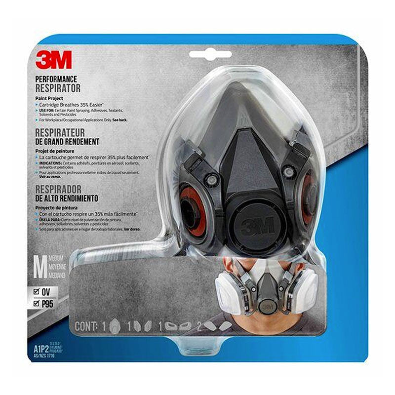 3M Particulate Respirator - Spraying Face/Gas Mask with 6001 and N95 filters (7 Piece Set) (6211P1)